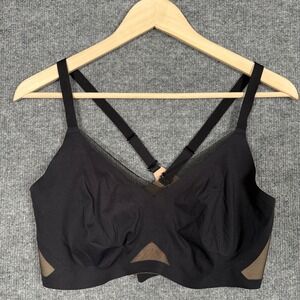 Honey Love Size XL Bra Black Nylon Blend Convertible Crossover Wireless Mesh